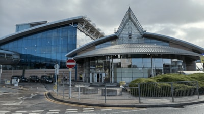 Engineers working on a railway station platform extension